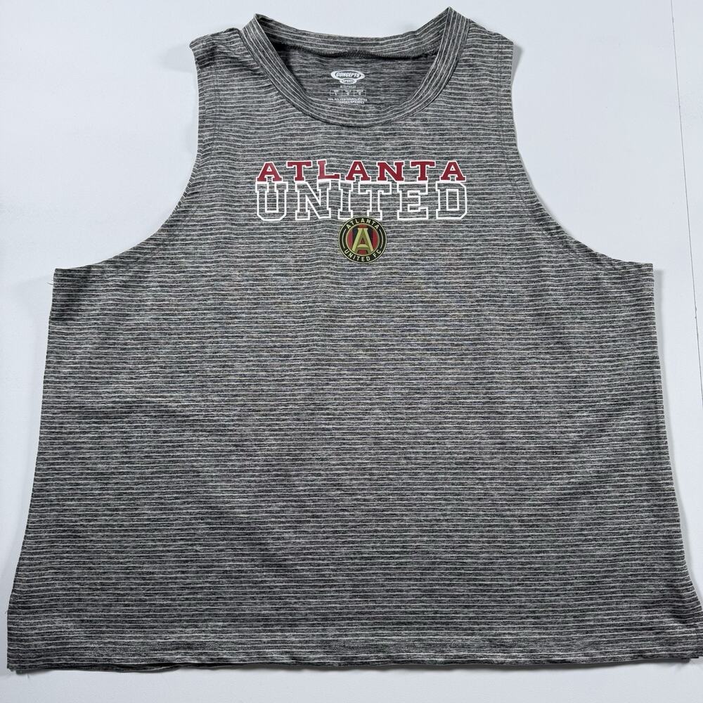 Atlanta United Women’s Tank Top L Gray Striped MLS Soccer Concepts Sport